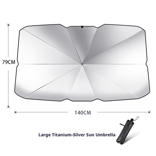 Silver Titanium Foldable Car Sun Umbrella